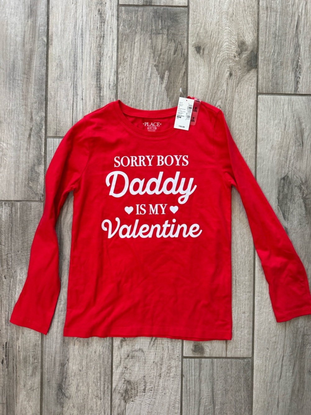 The Children's Place Red Long-Sleeve Tee with White Valentine Graphic
